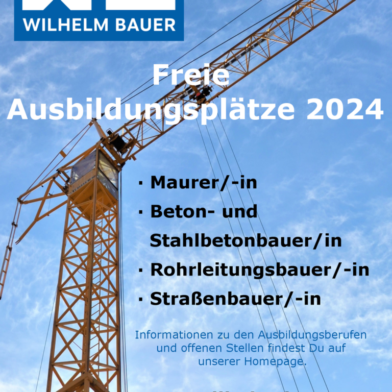 Artikel über Freie Ausbildungsplätze 2023 bei Wilhelm Bauer